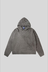 Asymmetric Knit Hooded Pullover Sweater
