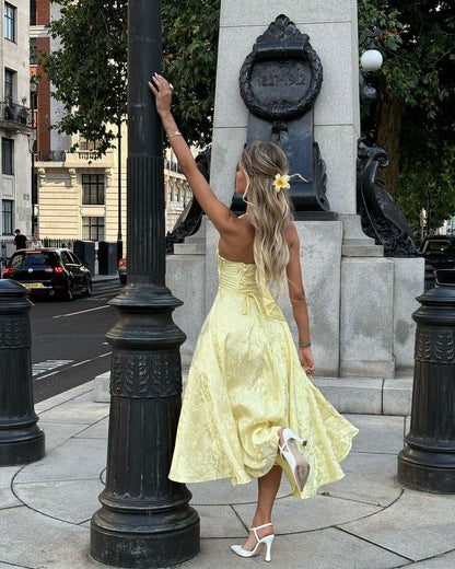Halter Sleeveless Midi Dress