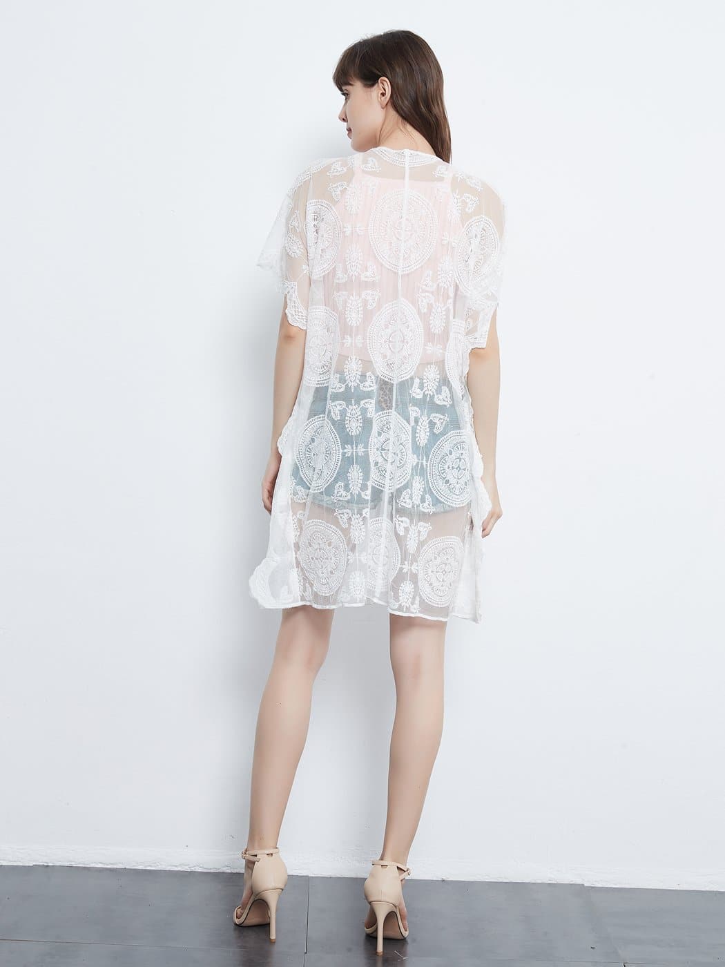 Embroidered Sheer Midi Dress