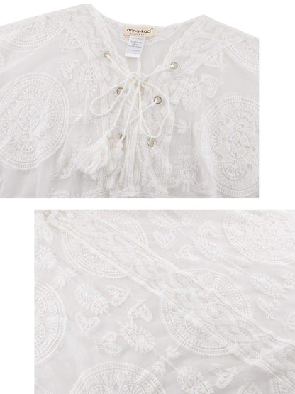 Embroidered Sheer Midi Dress