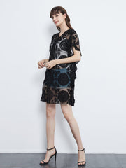 Embroidered Sheer Midi Dress