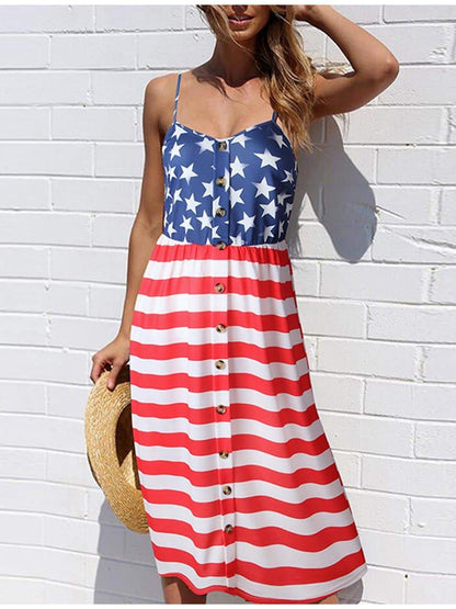 Independence Day Dress With Suspenders And Buttons