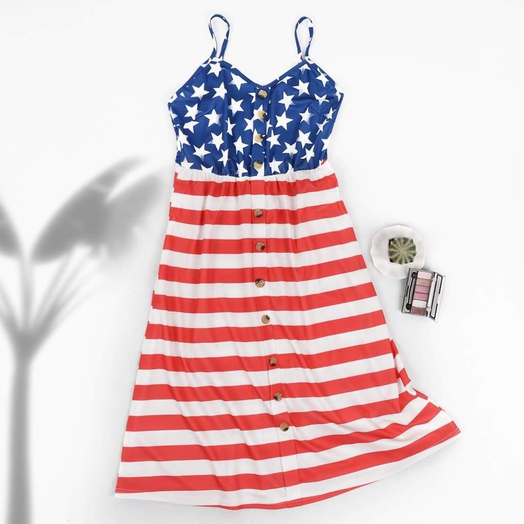Independence Day Dress With Suspenders And Buttons
