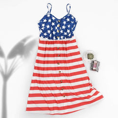 Independence Day Dress With Suspenders And Buttons