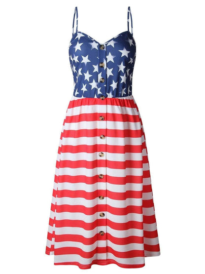 Independence Day Dress With Suspenders And Buttons