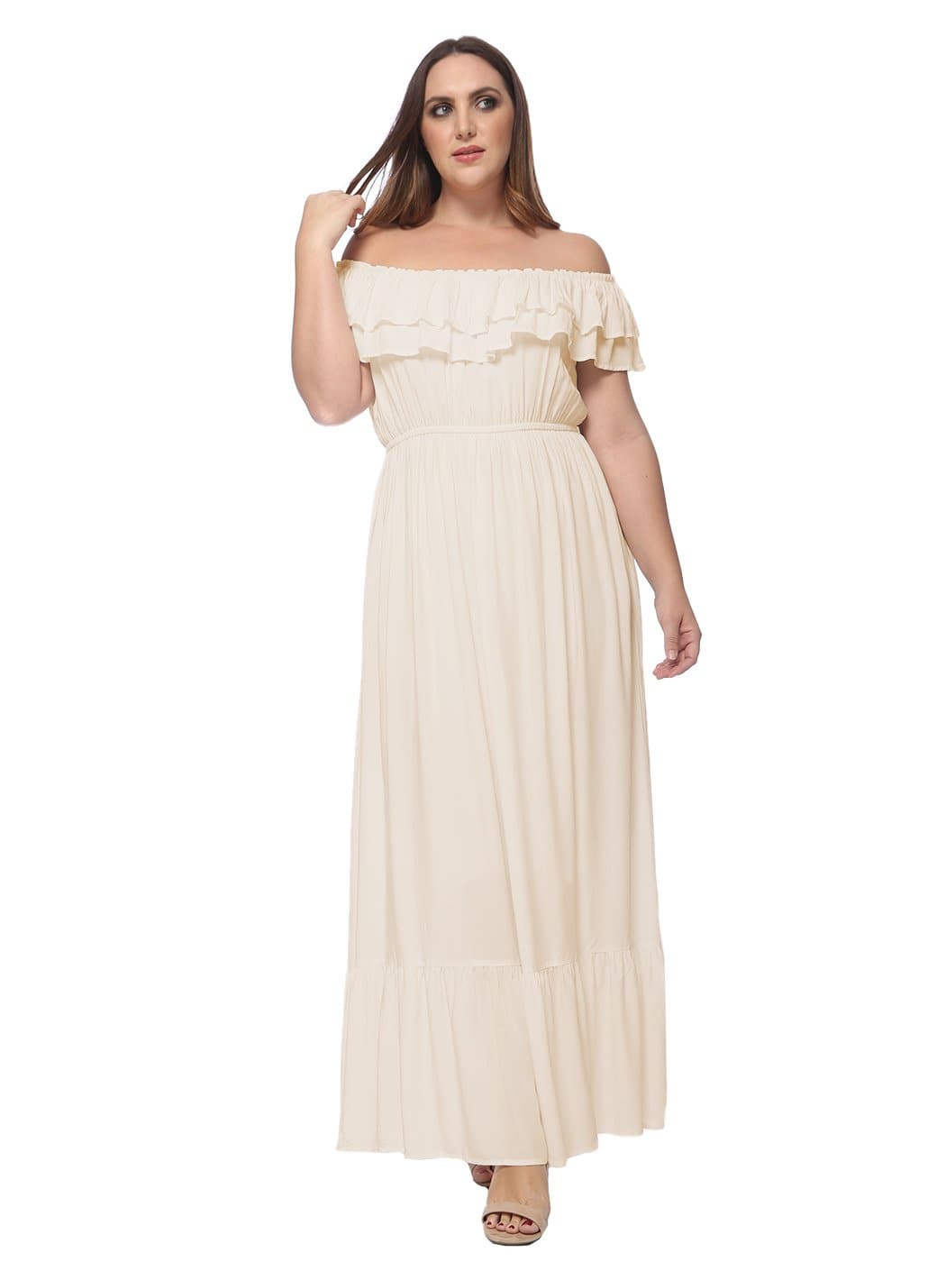 Plus Size Off Shoulder Ruffle Empire Dress