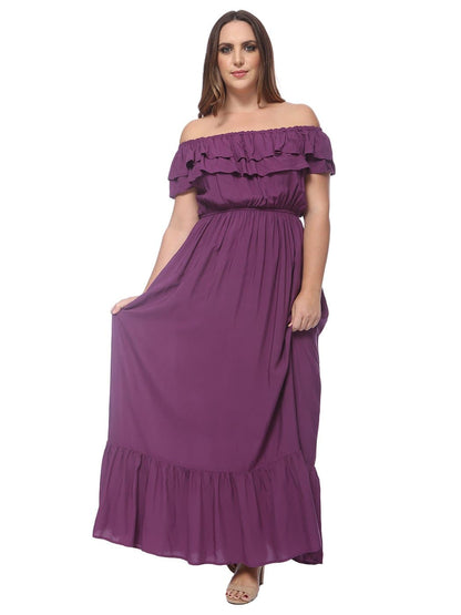 Plus Size Off Shoulder Ruffle Empire Dress