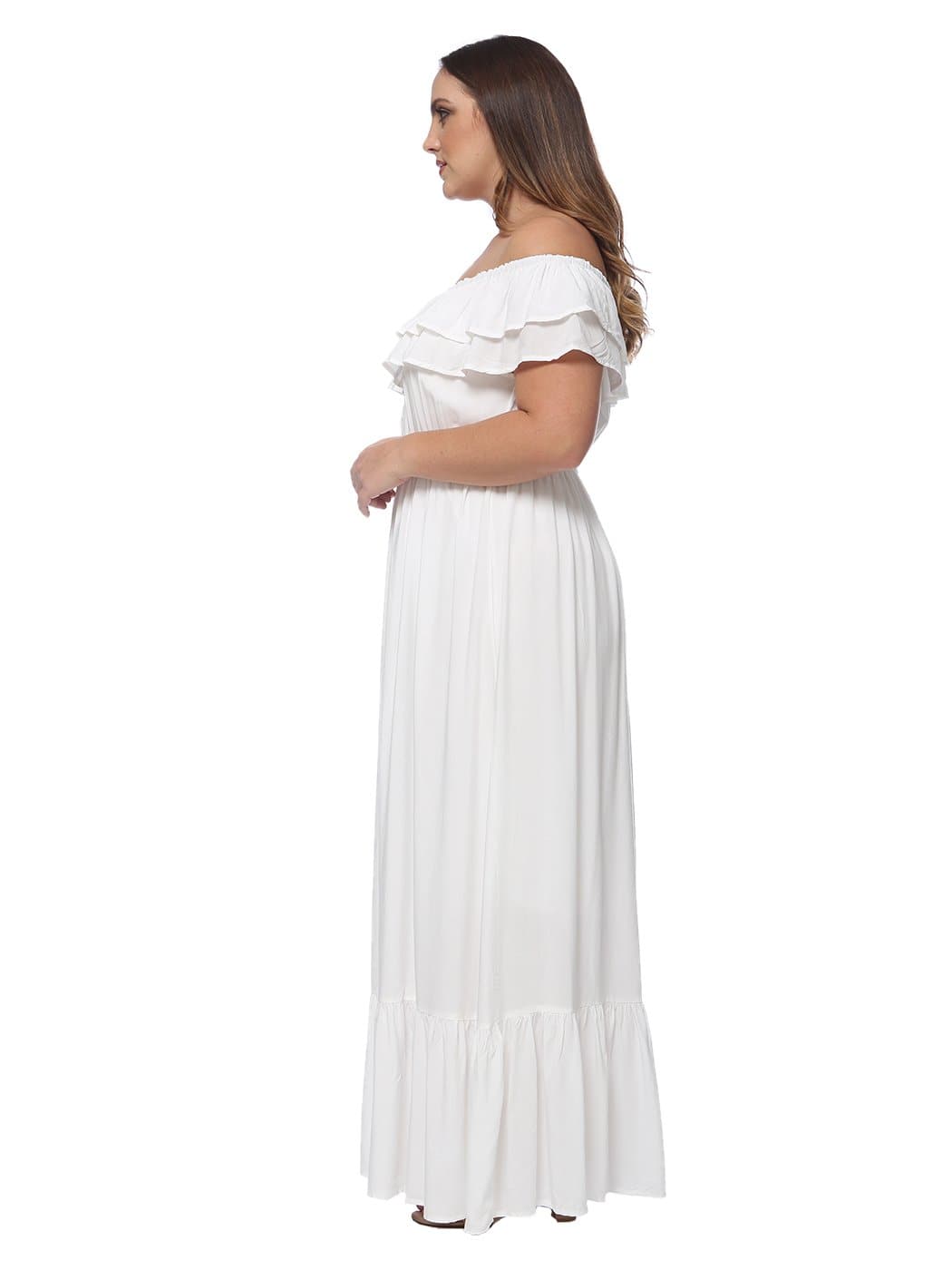 Plus Size Off Shoulder Ruffle Empire Dress