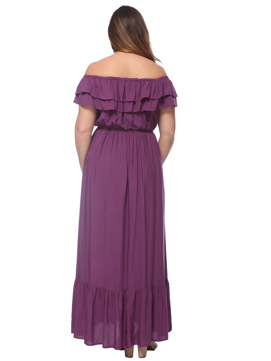 Plus Size Off Shoulder Ruffle Empire Dress