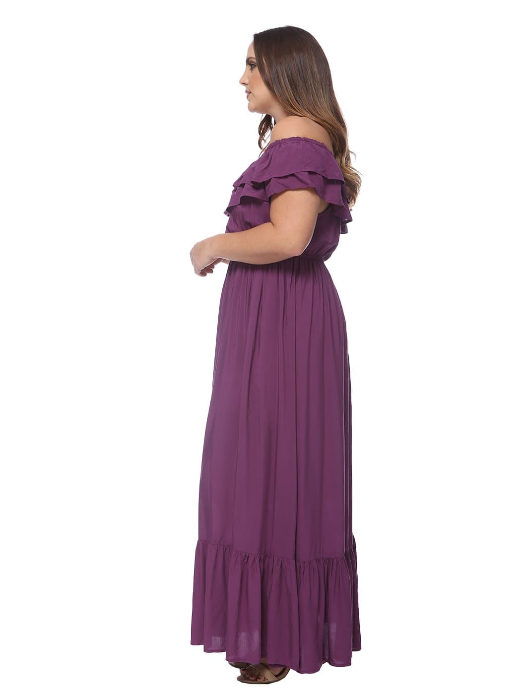 Plus Size Off Shoulder Ruffle Empire Dress