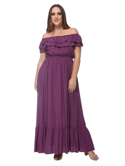 Plus Size Off Shoulder Ruffle Empire Dress