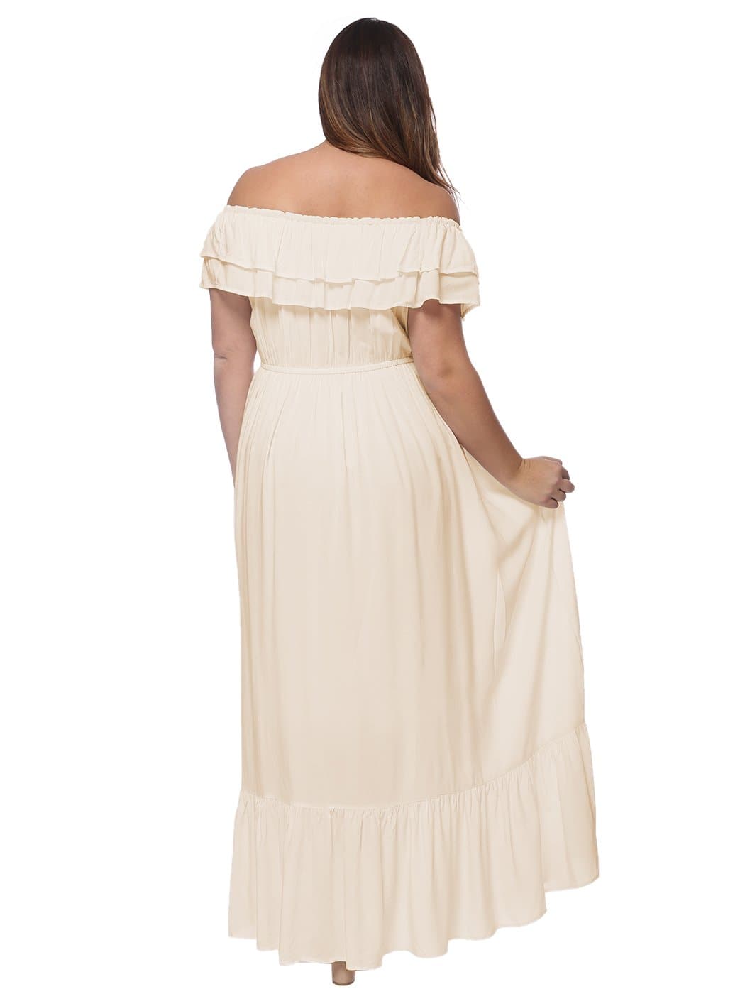 Plus Size Off Shoulder Ruffle Empire Dress