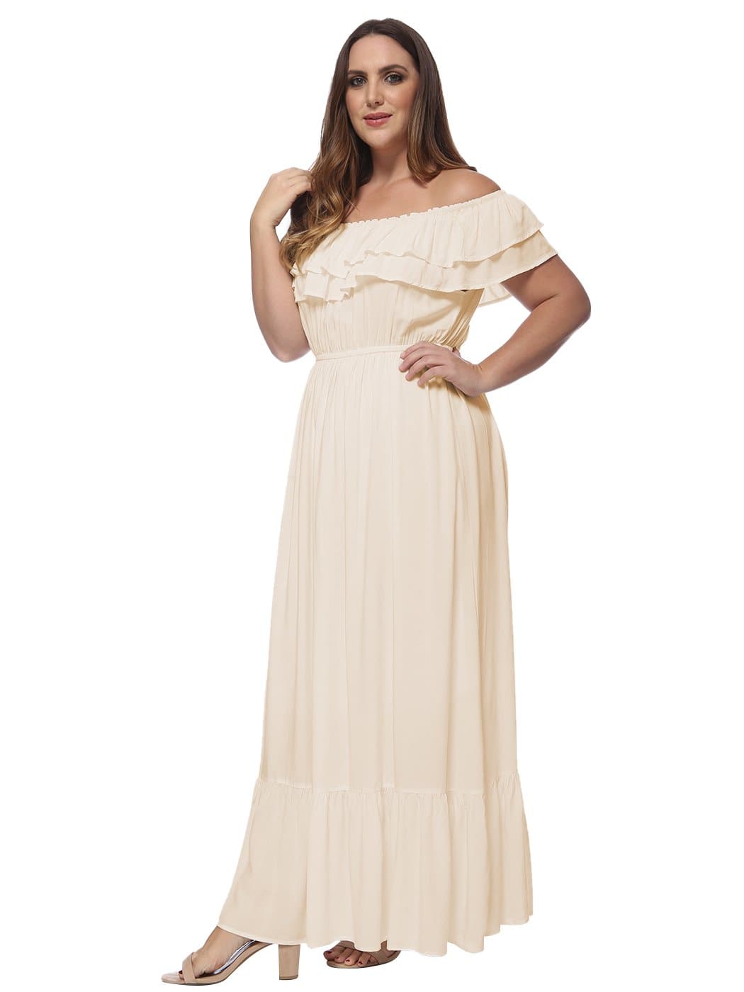 Plus Size Off Shoulder Ruffle Empire Dress