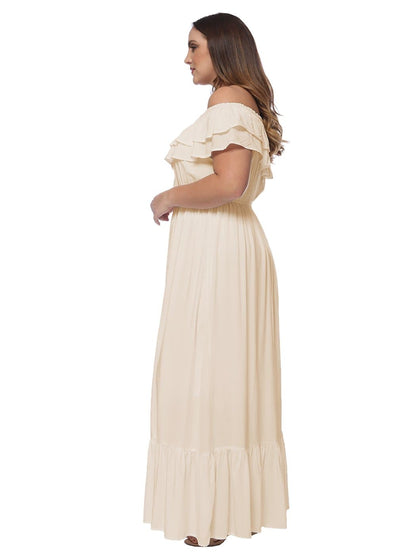 Plus Size Off Shoulder Ruffle Empire Dress