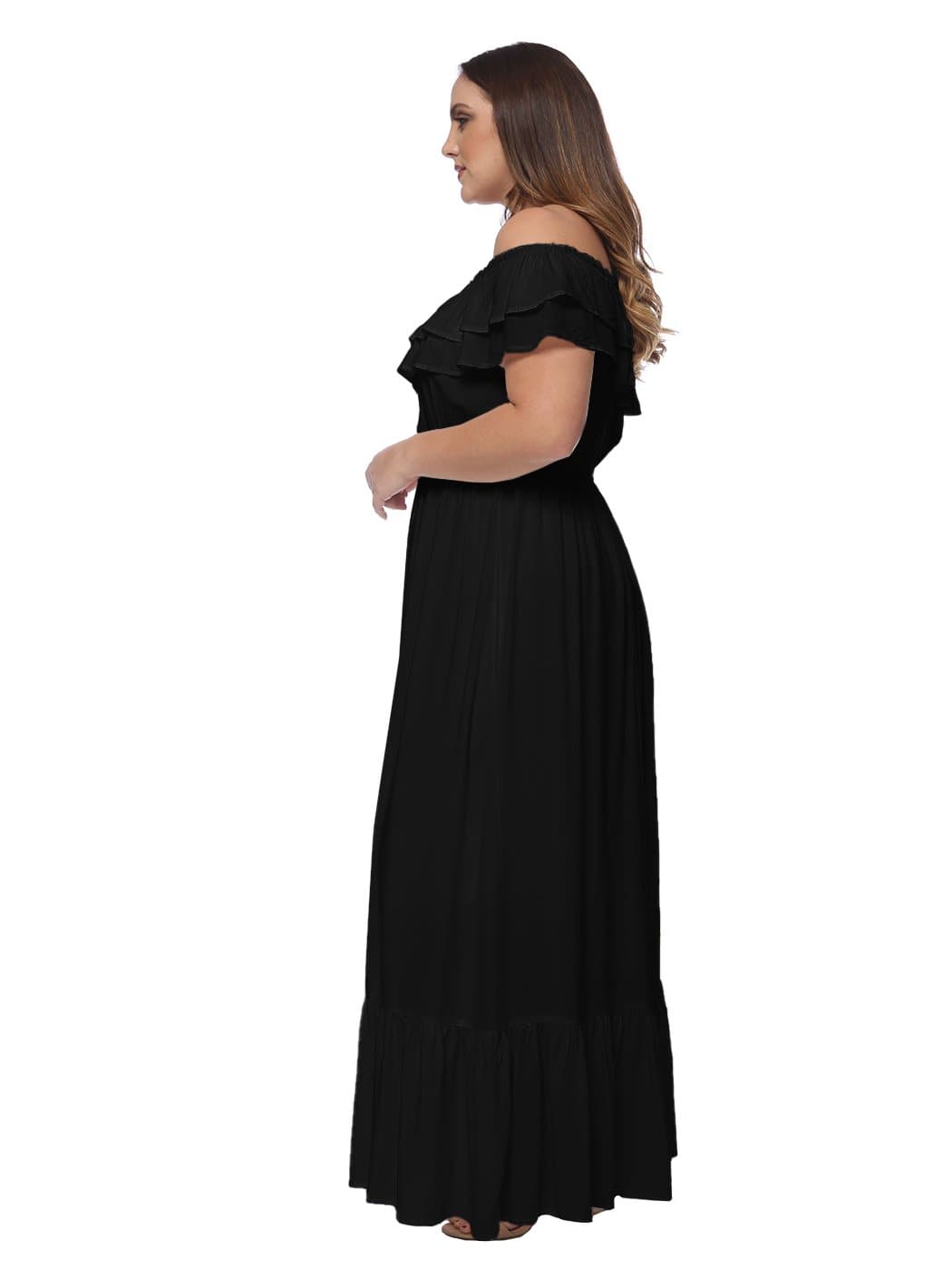Plus Size Off Shoulder Ruffle Empire Dress