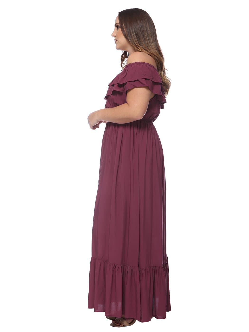 Plus Size Off Shoulder Ruffle Empire Dress