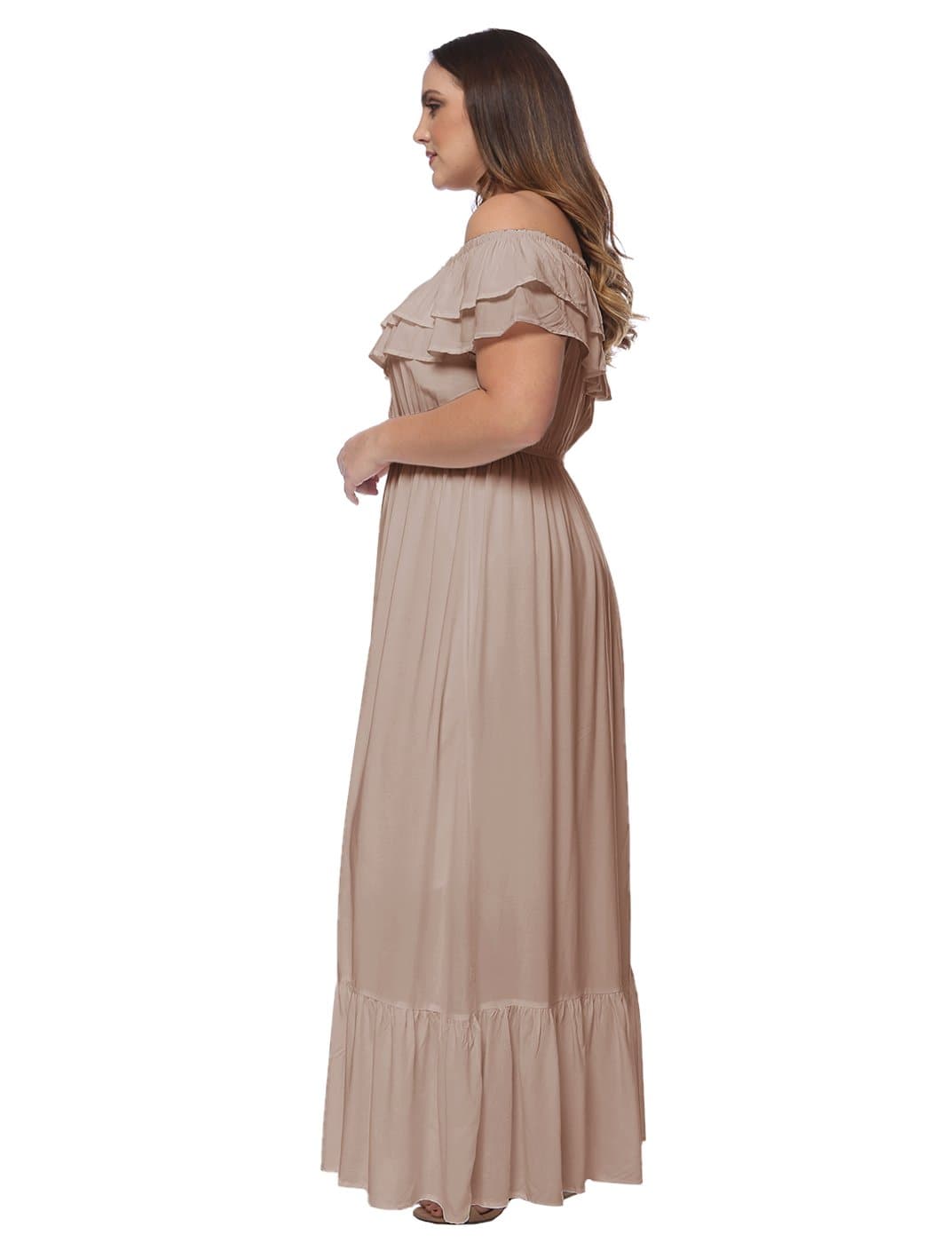 Plus Size Off Shoulder Ruffle Empire Dress