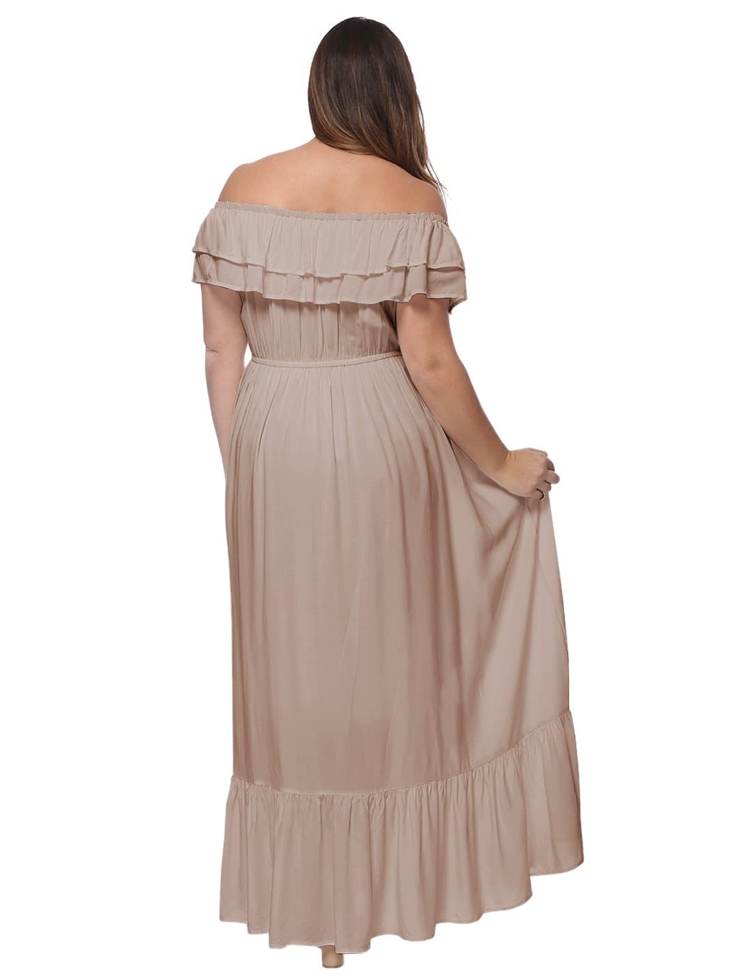 Plus Size Off Shoulder Ruffle Empire Dress