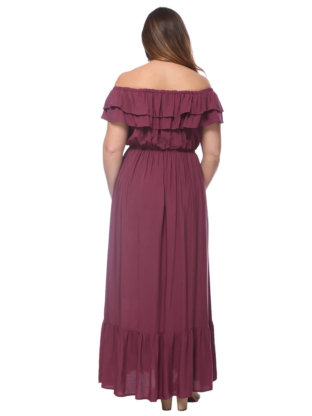 Plus Size Off Shoulder Ruffle Empire Dress
