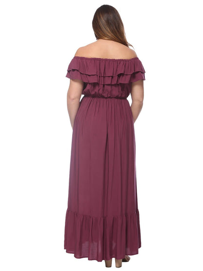 Plus Size Off Shoulder Ruffle Empire Dress