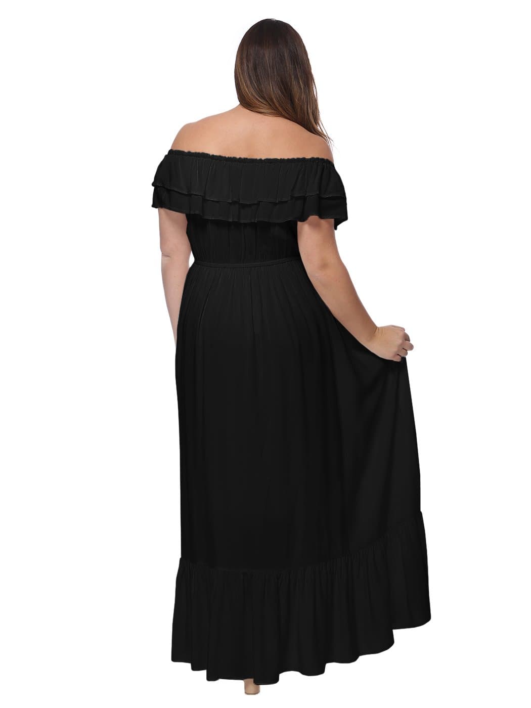 Plus Size Off Shoulder Ruffle Empire Dress