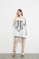 Printed Versatile Off Shoulder Dress