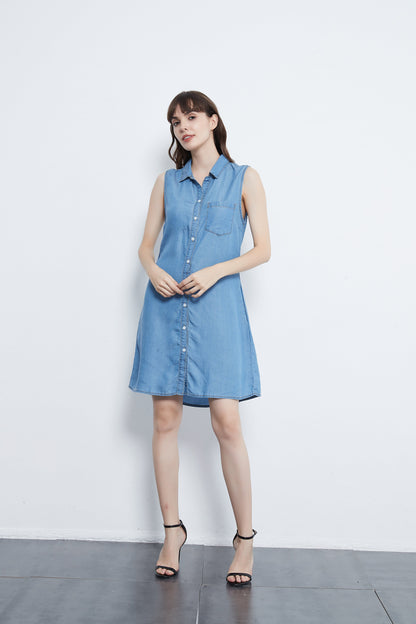 Sleeveless Down Premium Denim Dress