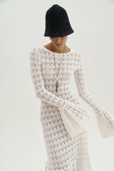 Anna Round Neck Flared Cuff Knitted Maxi Dress