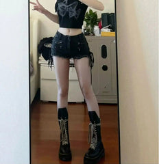 Dark Unfinished Zip Short Black / S