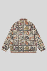 Vintage Cat Jacquard Button Up Jacket