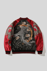 Phoenix Embroidered Satin Bomber Jacket
