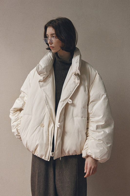 Stand Collar Zip Up Puffer Coat