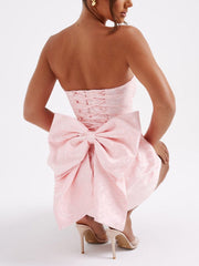 Amelia-Jacquard Knot Short Dress