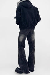 Crackle Wash Micro Flare Jeans