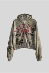 Washed Varsity Graphic Pullover Hoodie
