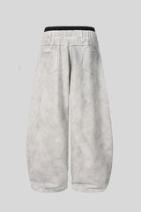 Washed Double Waist Baggy Sweatpants