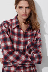 Cotton Plaid Oversized Shirt Blouse