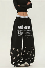 Star Typography Balloon Leg Sweatpants