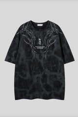 Thorn Embroidered Washed Oversized Short Sleeve T-Shirt