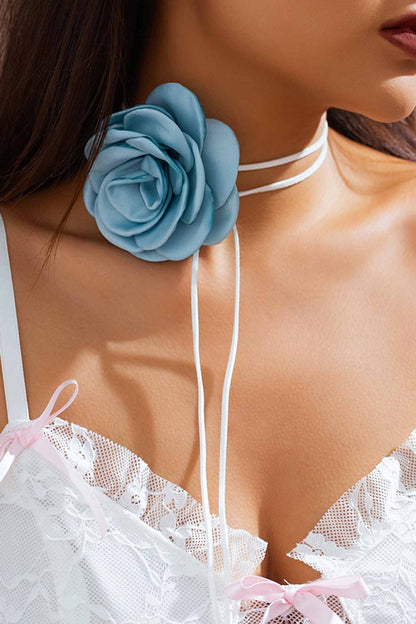Satin Flower Choker Necklace