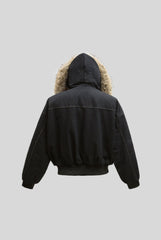Metal Toggle Washed Hooded Puffer Coat