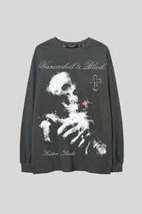 Gothic Skeleton Symbol Graphic Oversized Sweatshirt