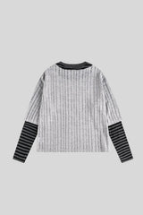 Distressed Collage Graphic Striped Layered Tee