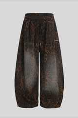 Leopard Print Wide Leg Sweatpants