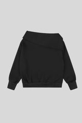 Asymmetric High Neck Angel Rhinestone Sweatshirt
