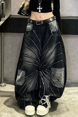Camo Panel Baggy Wide Leg Jeans