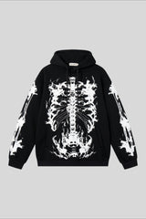 Skeleton Graphic Washed Pullover Hoodie
