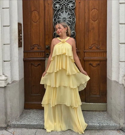 Ruffle Backless Maxi Dress