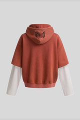 Layered Sleeve Number Graphic Hoodie