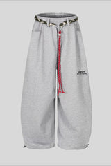 Rope Belt Minimal Wide Leg Sweatpants